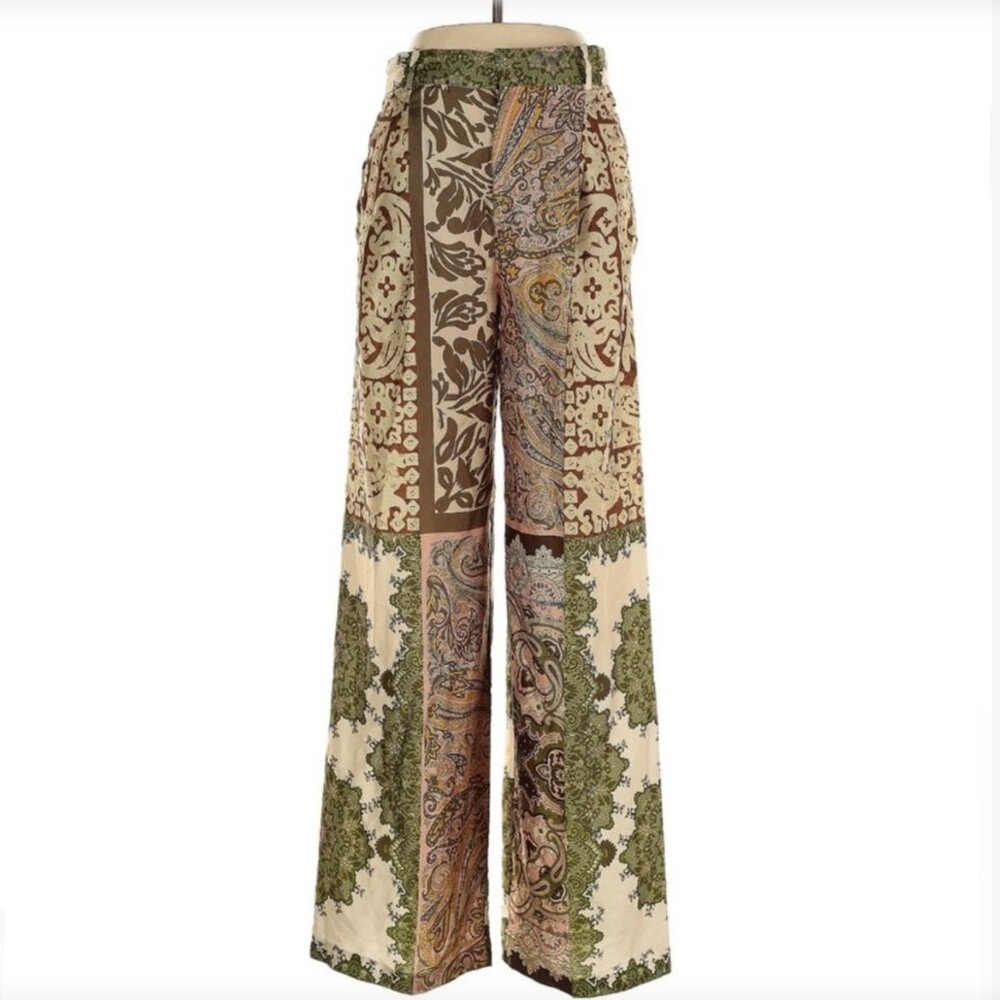 Zara Multicolored Silky Patchwork Trouser Pants